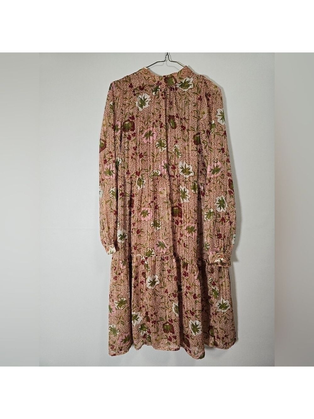 Vero Moda chiffon high neck long sleeves floral dress  color rust,burgundy